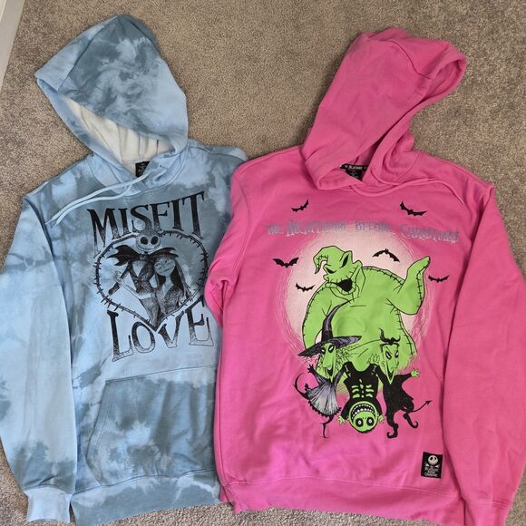 Nightmare Before Christmas Oogie Boogie Pink Hoodie Glow Dark Womens XXS 00 - Picture 1 of 14